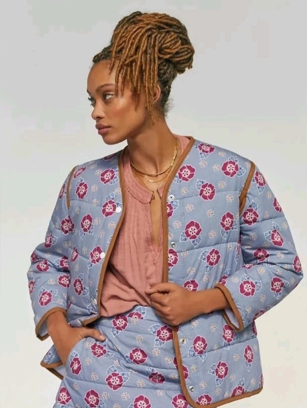 Carleen by Anthropologie Quilted Floral Jacket